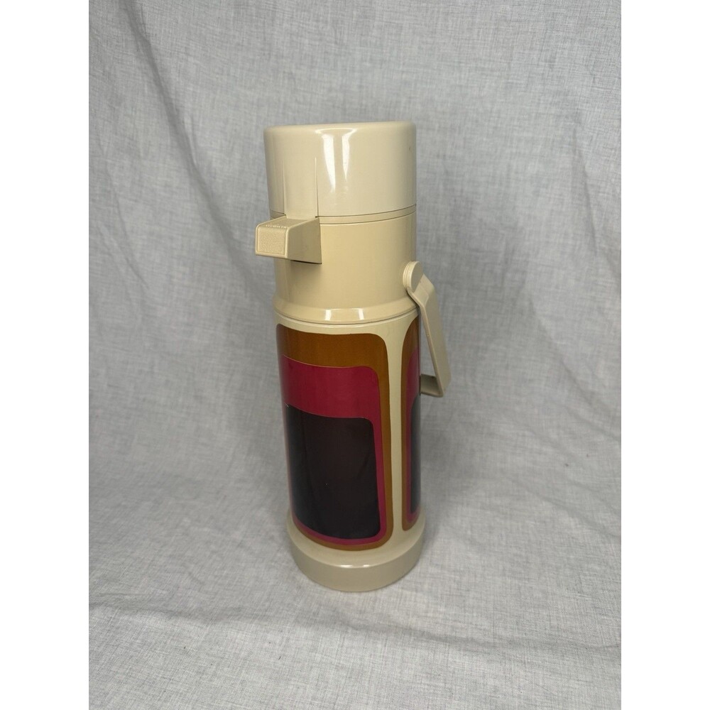 VTG 1970's Thermos 1L Pop Top Carafe Coffee Server Beige Retro 2645 Pump Action